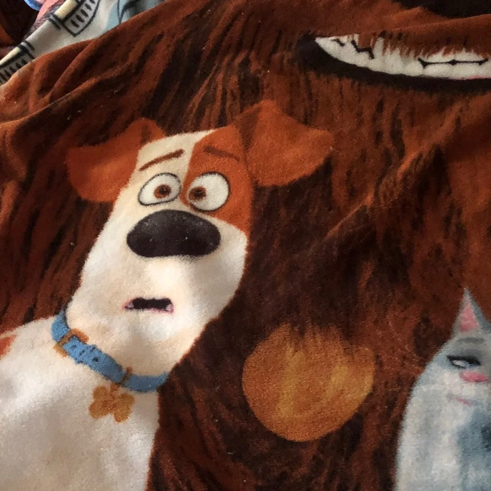 Animated Character Plush Throw Blanket in Brown and Light Blue